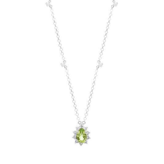 Gargantilha em Ouro Trabalhada com Diamantes e Peridoto